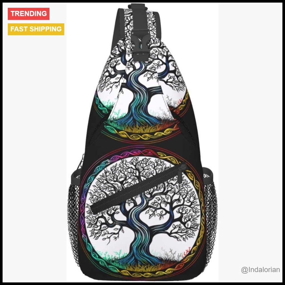 Viking Symbol Crossbody Shoulder Bag Polyester Daypack Hiking Bicycling Unisex